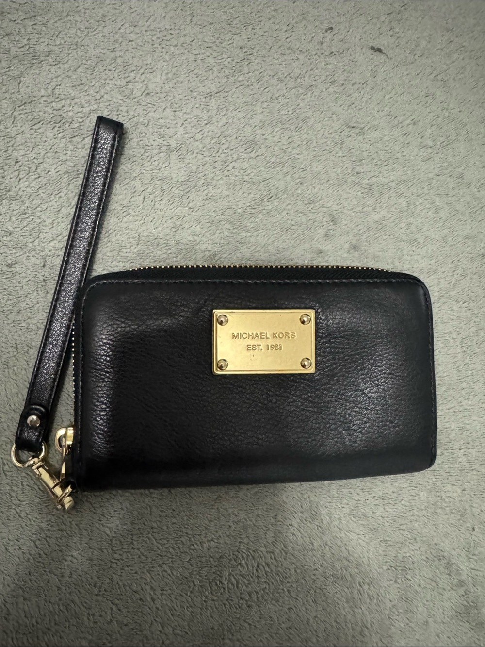 Michael Kors Black Leather Wristlet Wallet